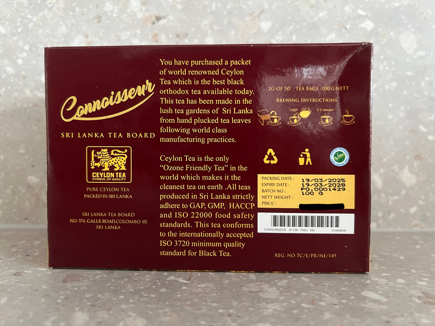 Black Tea bags by Ceylon Tea board-100g